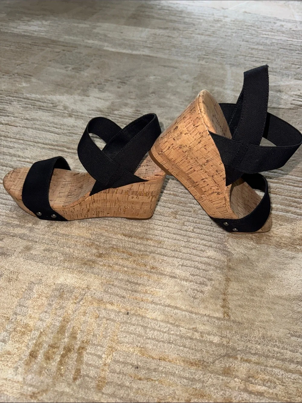 Black Cork Wedge Sandals Lucky Brand